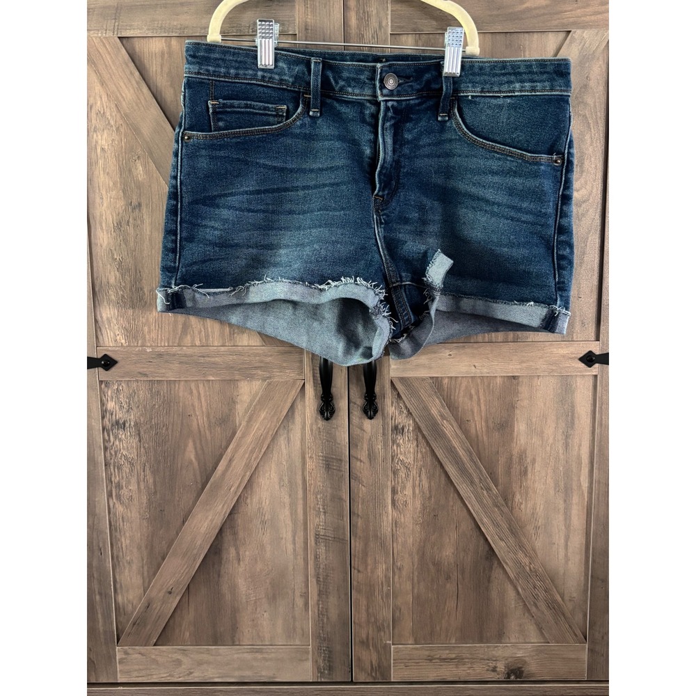 Abercrombie & Fitch Harper Low Rise Denim Shorts Dark Wash Cuffed Raw Hem 30 10